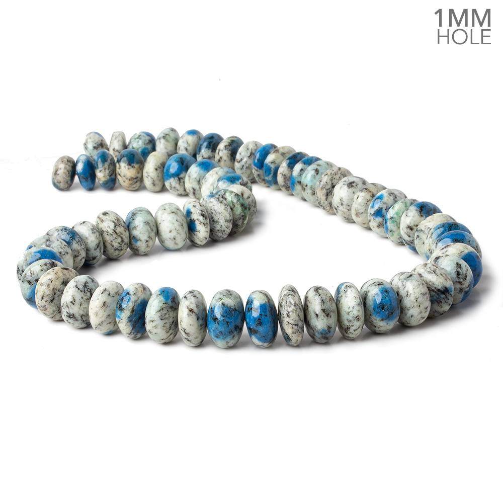 9-13mm K2 Azurite Granite "K2 Jasper" plain rondelle beads 17 inch 60 pieces 1mm hole (ONLINE ORDER ONLY)
