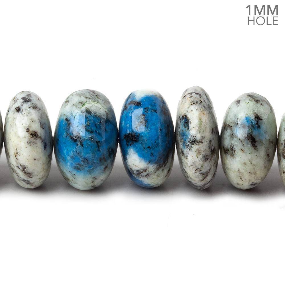 9-13mm K2 Azurite Granite "K2 Jasper" plain rondelle beads 17 inch 60 pieces 1mm hole (ONLINE ORDER ONLY)