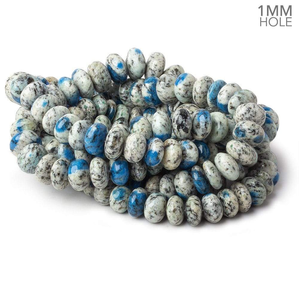 9-13mm K2 Azurite Granite "K2 Jasper" plain rondelle beads 17 inch 60 pieces 1mm hole (ONLINE ORDER ONLY)