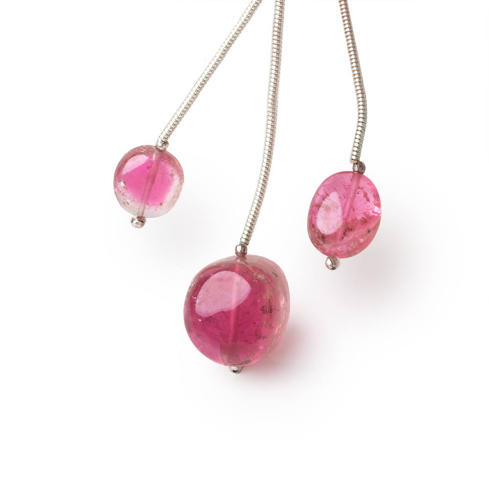9-13mm Rubellite Tourmaline Plain Nugget Focal Beads Set of 3 AA (ONLINE ORDER ONLY)