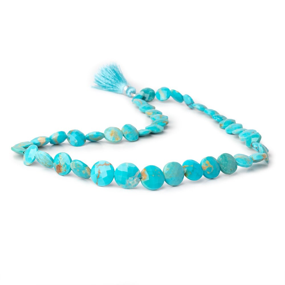 9-13mm Sleeping Beauty Turquoise Faceted Coin 17 inch 43 Beads AA (ONLINE ORDER ONLY)