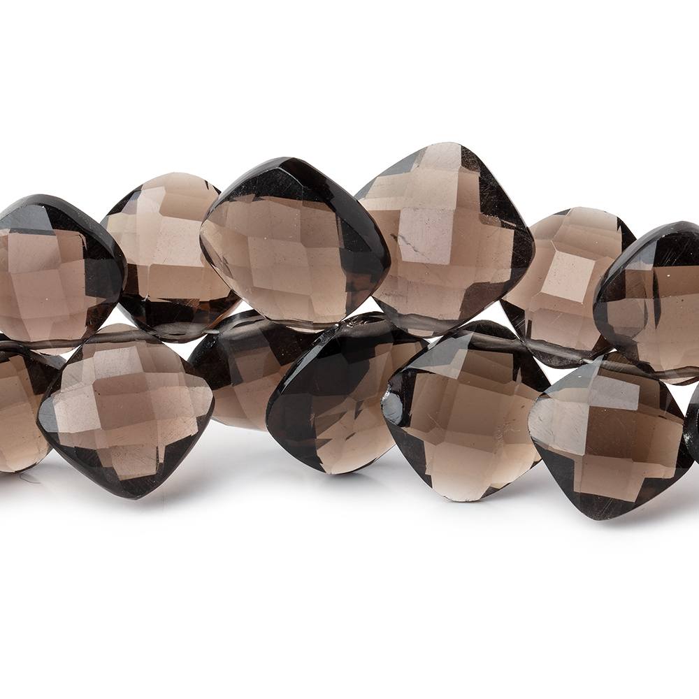 9-13mm Smoky Quartz Corner Drilled Faceted Pillow Beads 7 inch 33 pieces (ONLINE ORDER ONLY)