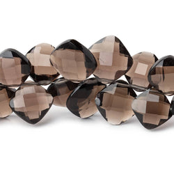 9-13mm Smoky Quartz Corner Drilled Faceted Pillow Beads 7 inch 33 pieces (ONLINE ORDER ONLY)