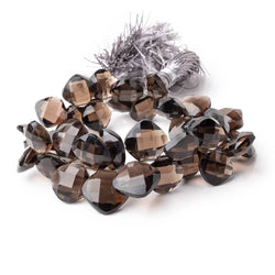 9-13mm Smoky Quartz Corner Drilled Faceted Pillow Beads 7 inch 33 pieces (ONLINE ORDER ONLY)