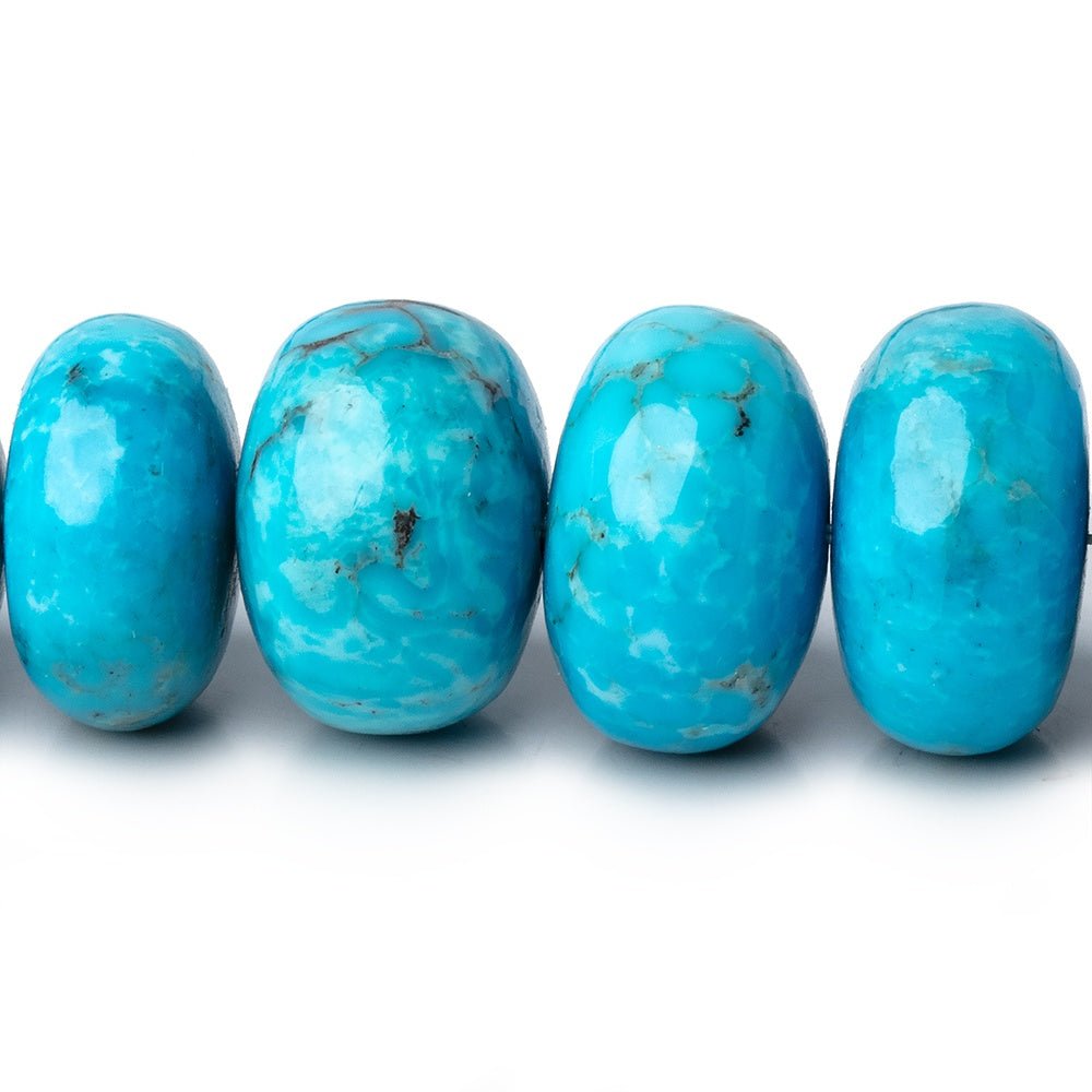 9-14.5mm Armenian Turquoise Plain Rondelle Beads 20 inch 69 pieces AAA (ONLINE ORDER ONLY)
