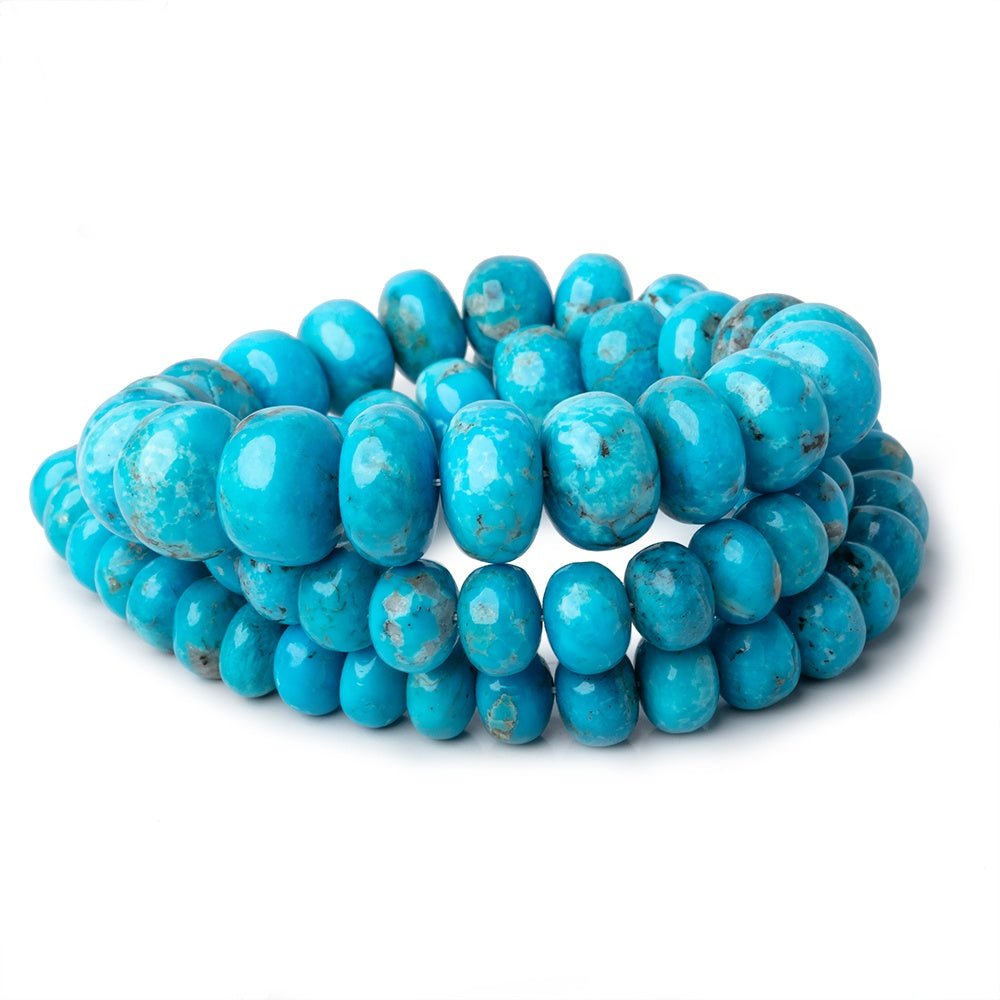 9-14.5mm Armenian Turquoise Plain Rondelle Beads 20 inch 69 pieces AAA (ONLINE ORDER ONLY)