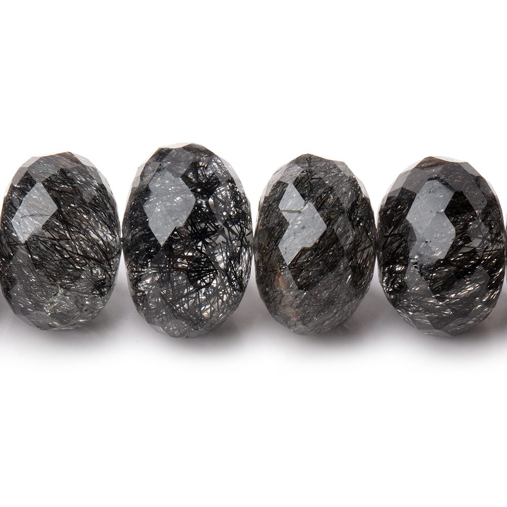 9-14.5mm Black Tourmalinated Quartz Faceted Rondelle Beads 17 inch 55 pieces AAA (ONLINE ORDER ONLY)