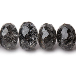 9-14.5mm Black Tourmalinated Quartz Faceted Rondelle Beads 17 inch 55 pieces AAA (ONLINE ORDER ONLY)