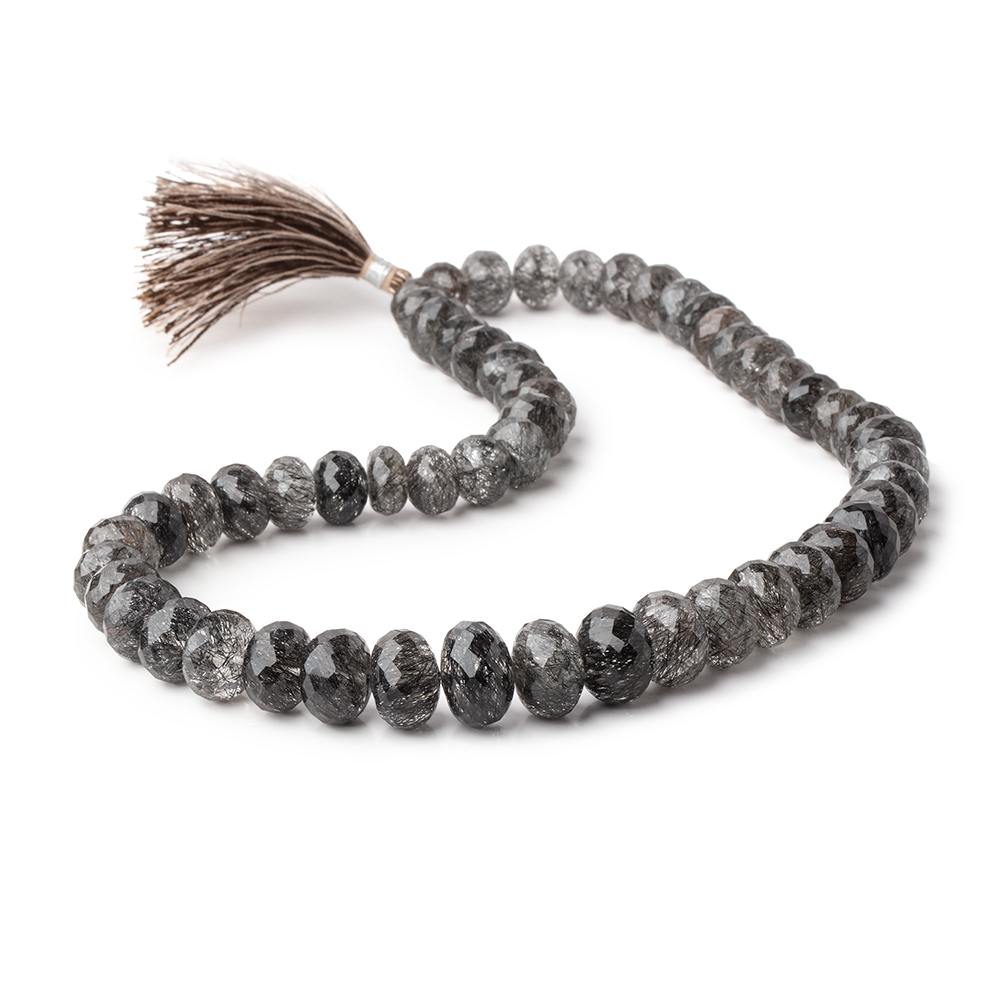9-14.5mm Black Tourmalinated Quartz Faceted Rondelle Beads 17 inch 55 pieces AAA (ONLINE ORDER ONLY)