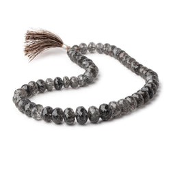 9-14.5mm Black Tourmalinated Quartz Faceted Rondelle Beads 17 inch 55 pieces AAA (ONLINE ORDER ONLY)