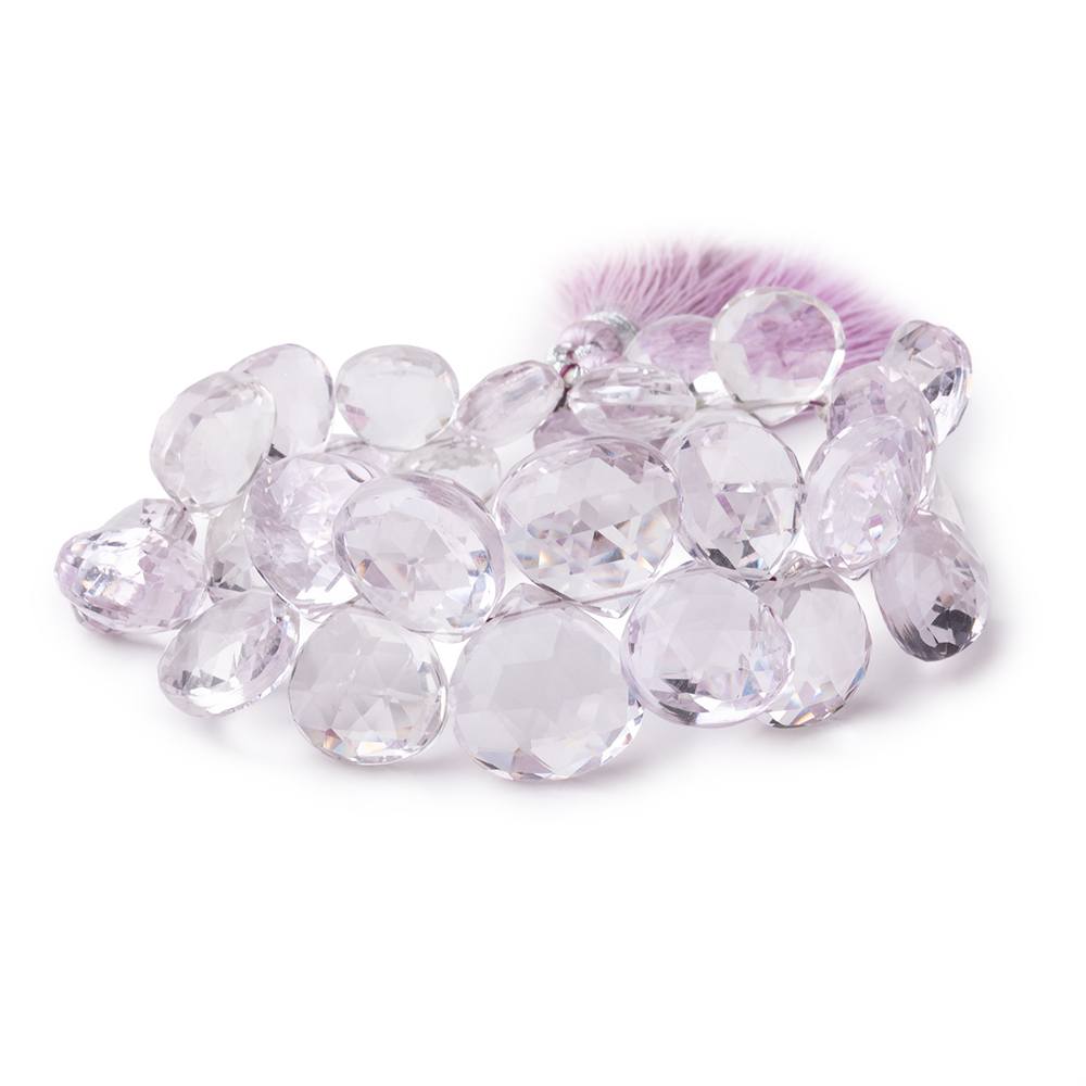 9-14mm Pink Amethyst Faceted Heart Beads 6.5 inch 32 pieces (ONLINE ORDER ONLY)