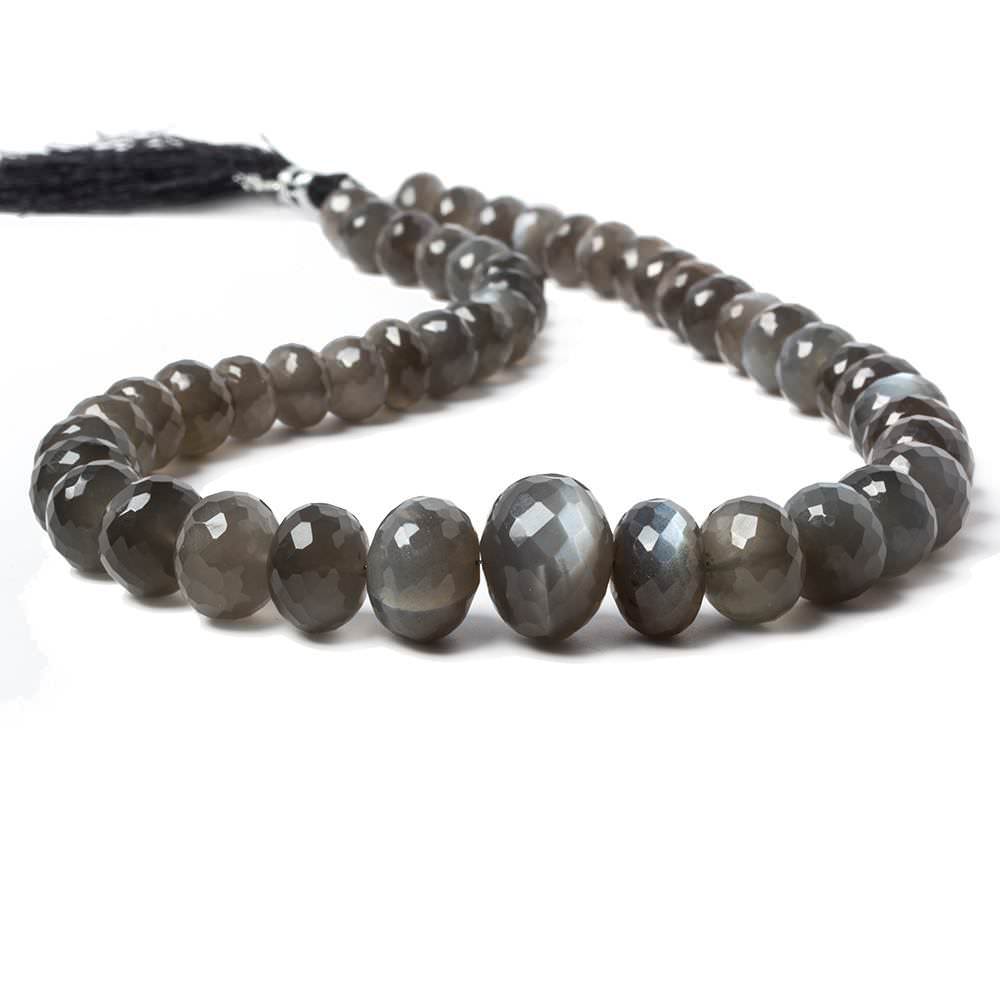 9-14mm Platinum Grey Moonstone faceted rondelles 14 inch 48 Beads (ONLINE ORDER ONLY)