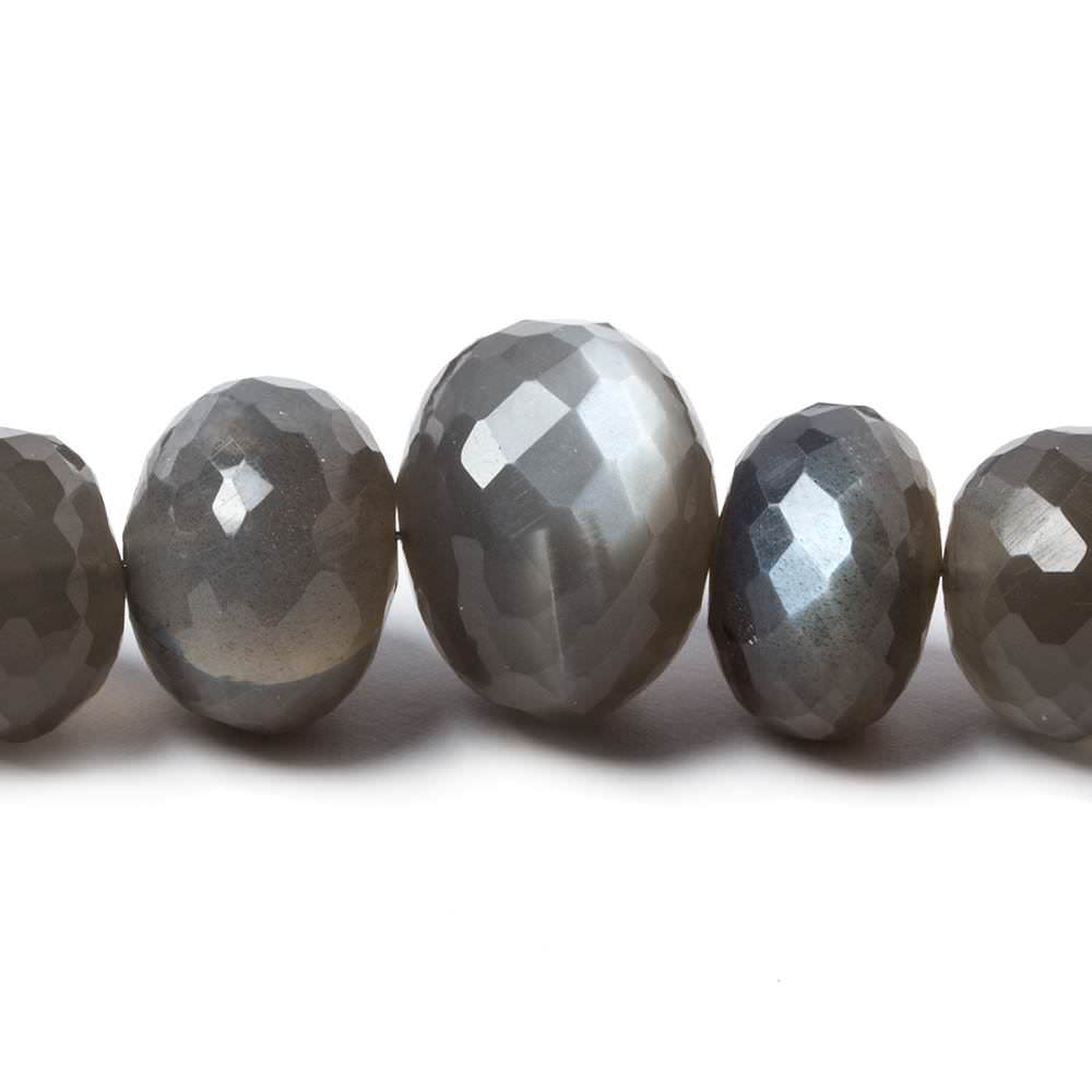 9-14mm Platinum Grey Moonstone faceted rondelles 14 inch 48 Beads (ONLINE ORDER ONLY)