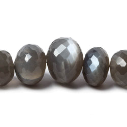 9-14mm Platinum Grey Moonstone faceted rondelles 14 inch 48 Beads (ONLINE ORDER ONLY)