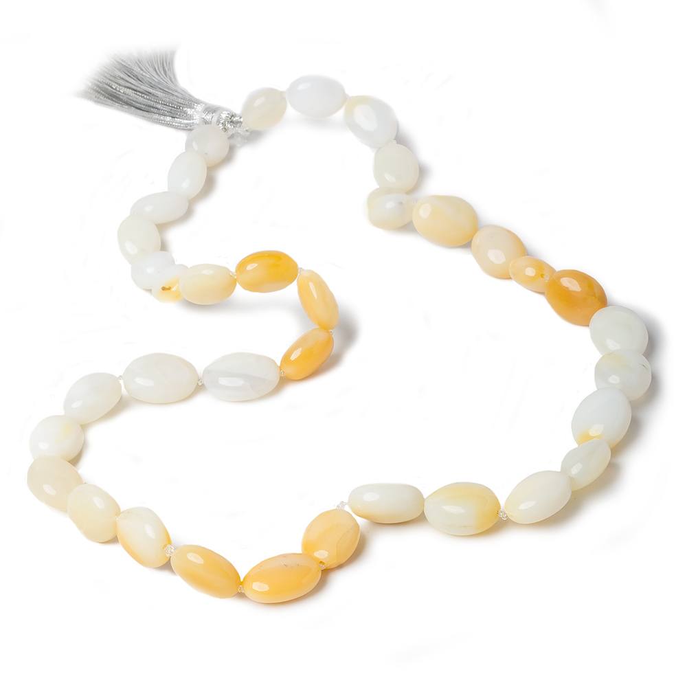 9-14mm White and Yellow Opal Plain Oval Beads AA Grade 27 beads 17 inch (ONLINE ORDER ONLY)