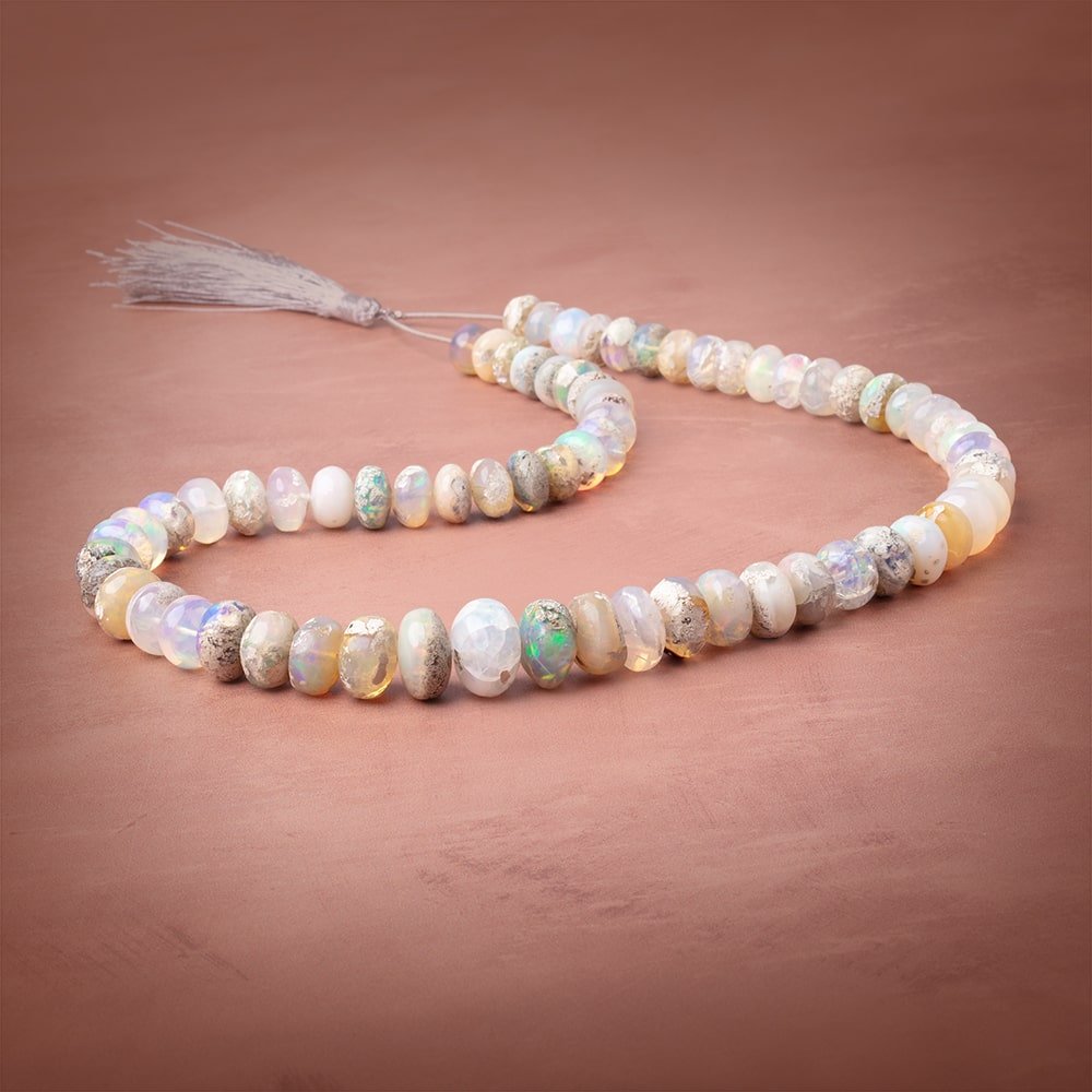 9-15mm Ethiopian Opal with Matrix Plain Rondelle Beads 20 inch 69 pieces AA (ONLINE ORDER ONLY)