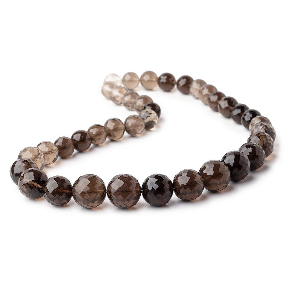 9-15mm Smoky Quartz Faceted Round Beads 16 inch 37 pieces (ONLINE ORDER ONLY)