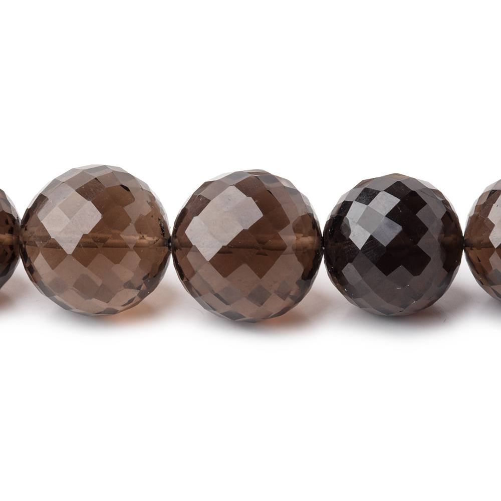 9-15mm Smoky Quartz Faceted Round Beads 16 inch 37 pieces (ONLINE ORDER ONLY)