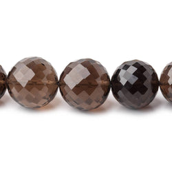 9-15mm Smoky Quartz Faceted Round Beads 16 inch 37 pieces (ONLINE ORDER ONLY)
