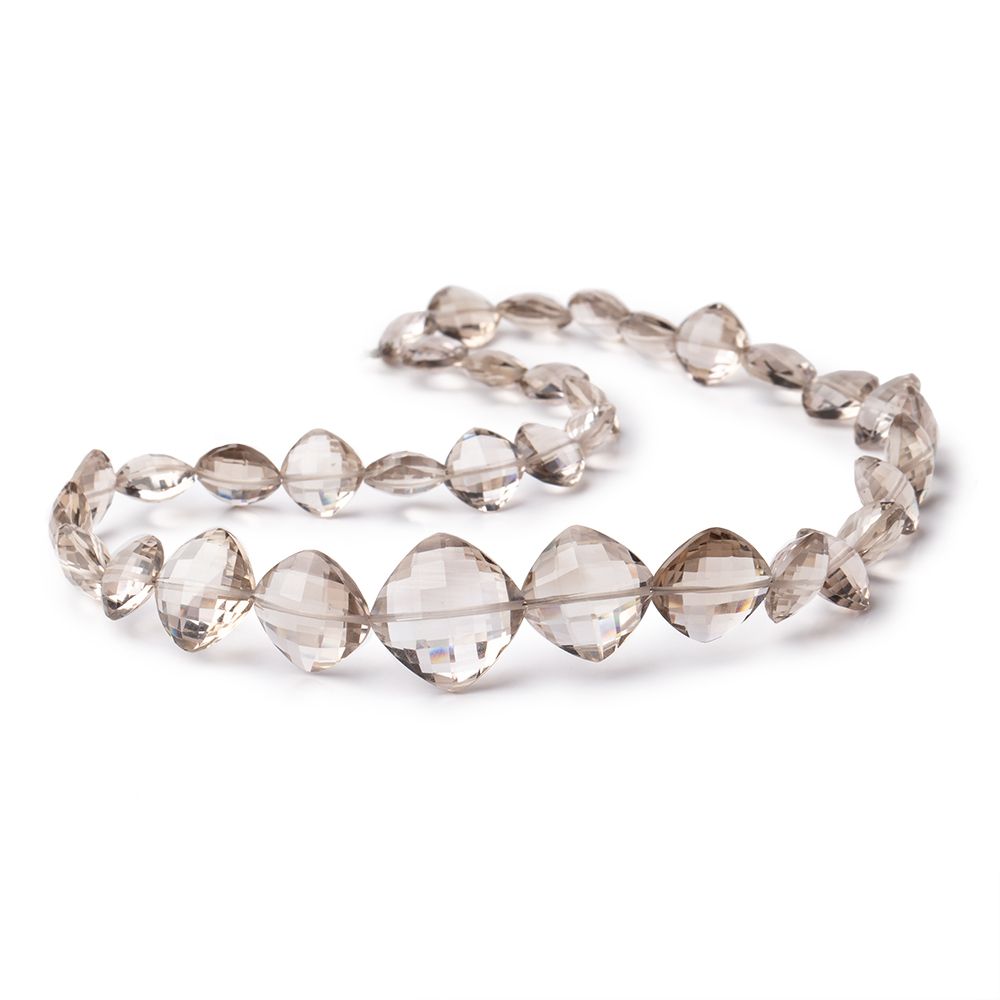 9-17mm Light Smoky Quartz Faceted Pillow Beads 16 inch 35 pieces AAA (ONLINE ORDER ONLY)