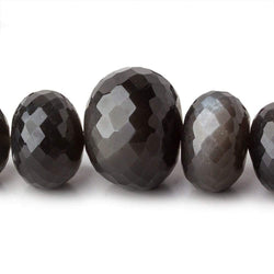 9-22mm Platinum Grey Moonstone Faceted Rondelles 16 inch 39 beads AAA (ONLINE ORDER ONLY)