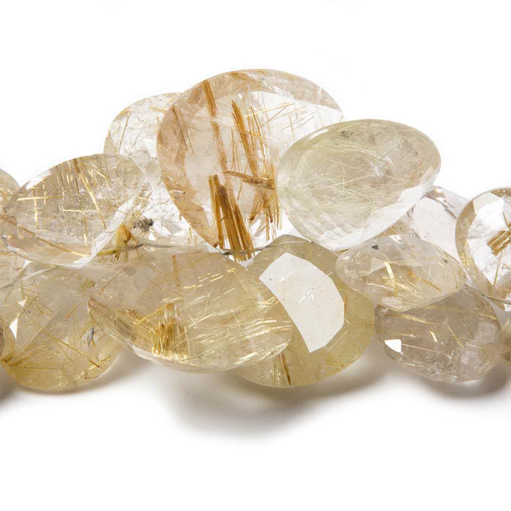 9-27mm Golden Rutilated Quartz Beads Heart Briolette with Pavilion Facets 8 inch 42 pieces (ONLINE ORDER ONLY)