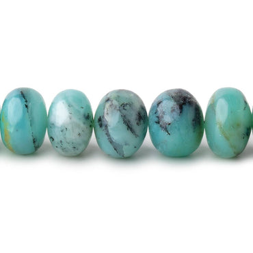 9-9.5mm Blue Peruvian Opal Plain Rondelle Beads 16 inch 60 pieces (ONLINE ORDER ONLY)