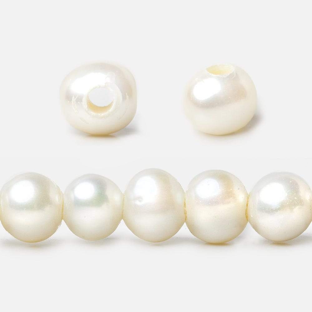 9-9.5mm Cream Off Round 2.5mm Large Hole Pearls 15 inch 55 pieces (ONLINE ORDER ONLY)