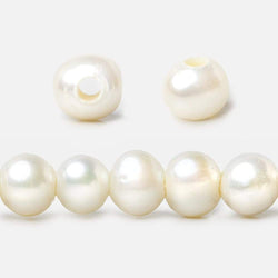 9-9.5mm Cream Off Round 2.5mm Large Hole Pearls 15 inch 55 pieces (ONLINE ORDER ONLY)