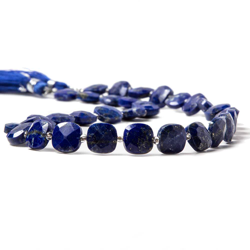 9-9.5mm Lapis Lazuli faceted pillow beads 14 inch 33 pieces (ONLINE ORDER ONLY)