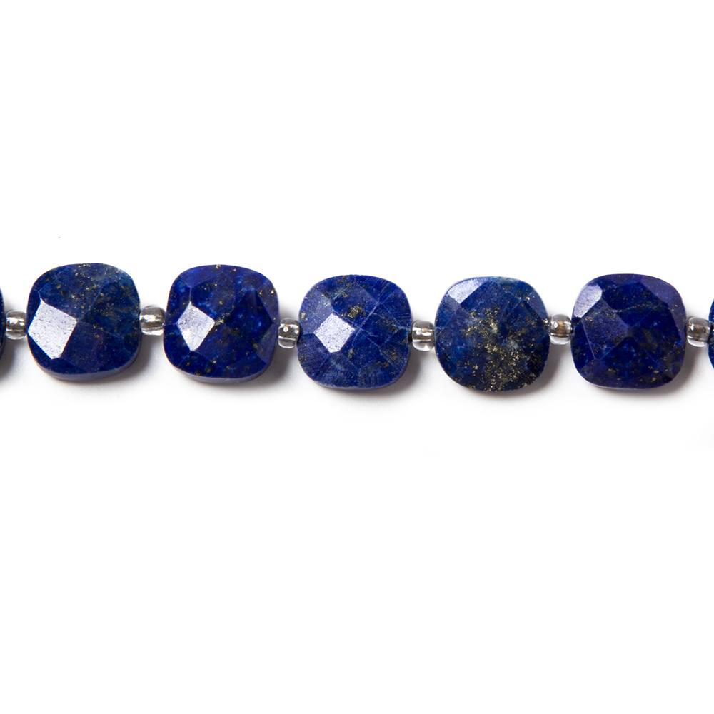 9-9.5mm Lapis Lazuli faceted pillow beads 14 inch 33 pieces (ONLINE ORDER ONLY)