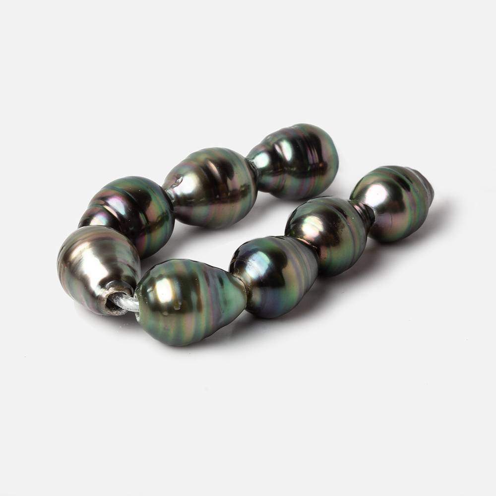 9-9.5mm Peacock Tahitian Large Hole Saltwater Ringed Pearls 4 inch 8 pieces (ONLINE ORDER ONLY)