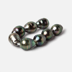 9-9.5mm Peacock Tahitian Large Hole Saltwater Ringed Pearls 4 inch 8 pieces (ONLINE ORDER ONLY)