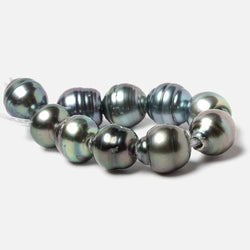 9-9.5mm Peacock Tahitian Large Hole Saltwater Ringed Pearls 4 inch 8 pieces (ONLINE ORDER ONLY)