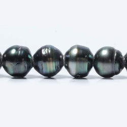9-9.5mm Pistachio Silver Tahitian Saltwater Ringed Large Hole Pearls 10 pieces (ONLINE ORDER ONLY)