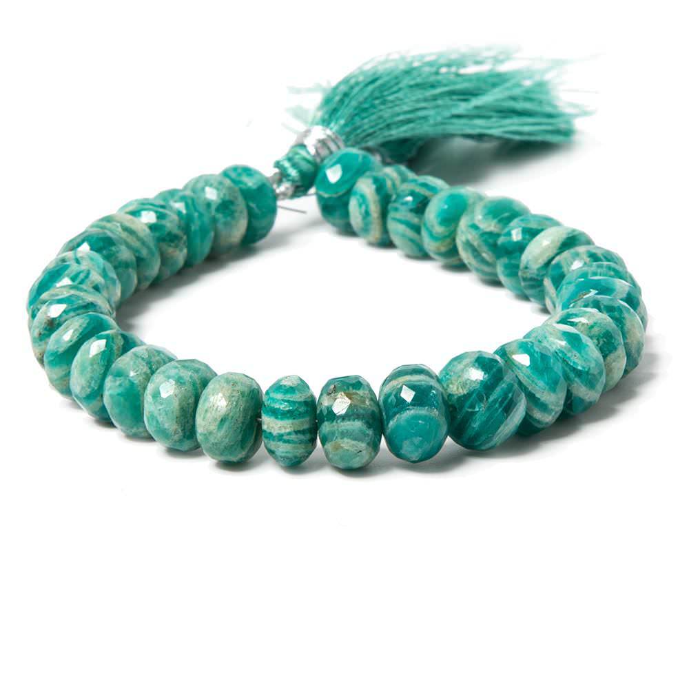9-10mm Russian Amazonite faceted rondelles 8 inch 35 beads A grade (ONLINE ORDER ONLY)