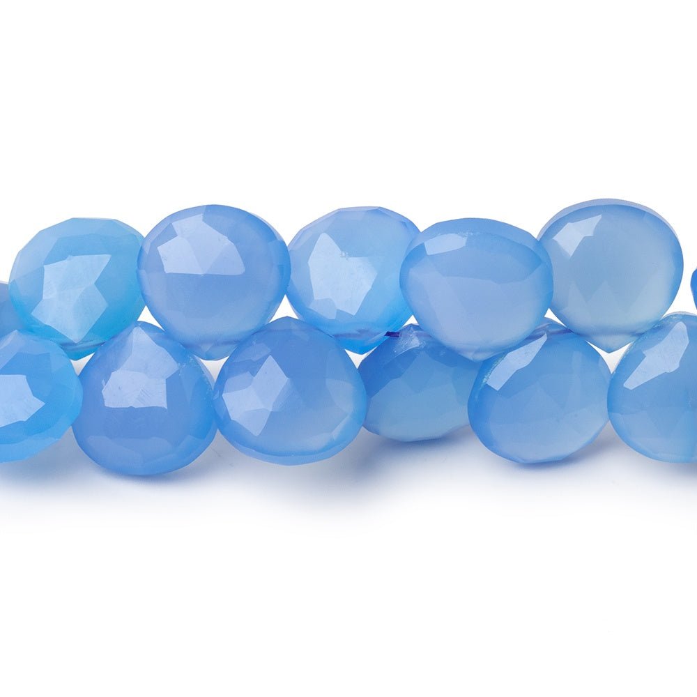 9-9.5mm Santorini Blue Chalcedony Faceted Heart 8 inch 45 Beads (ONLINE ORDER ONLY)