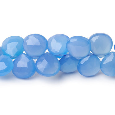 9-9.5mm Santorini Blue Chalcedony Faceted Heart 8 inch 45 Beads (ONLINE ORDER ONLY)