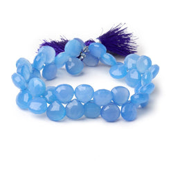 9-9.5mm Santorini Blue Chalcedony Faceted Heart 8 inch 45 Beads (ONLINE ORDER ONLY)