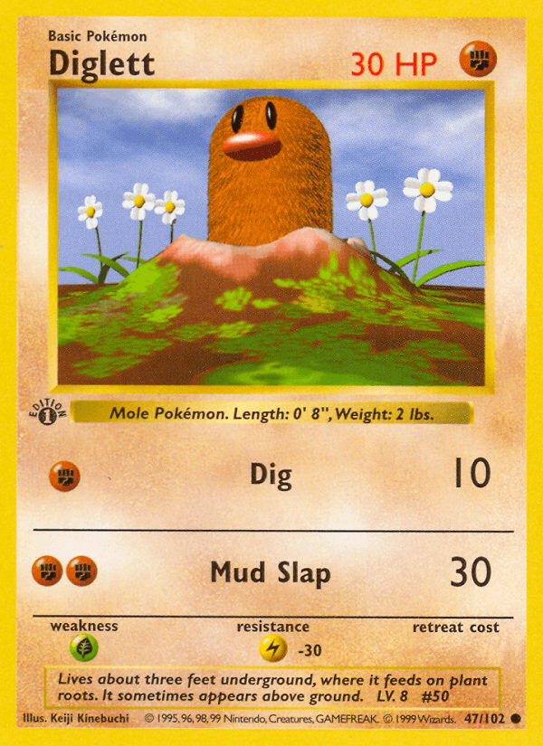 Diglett (47/102) (Shadowless) [Base Set 1st Edition] (Online Only)