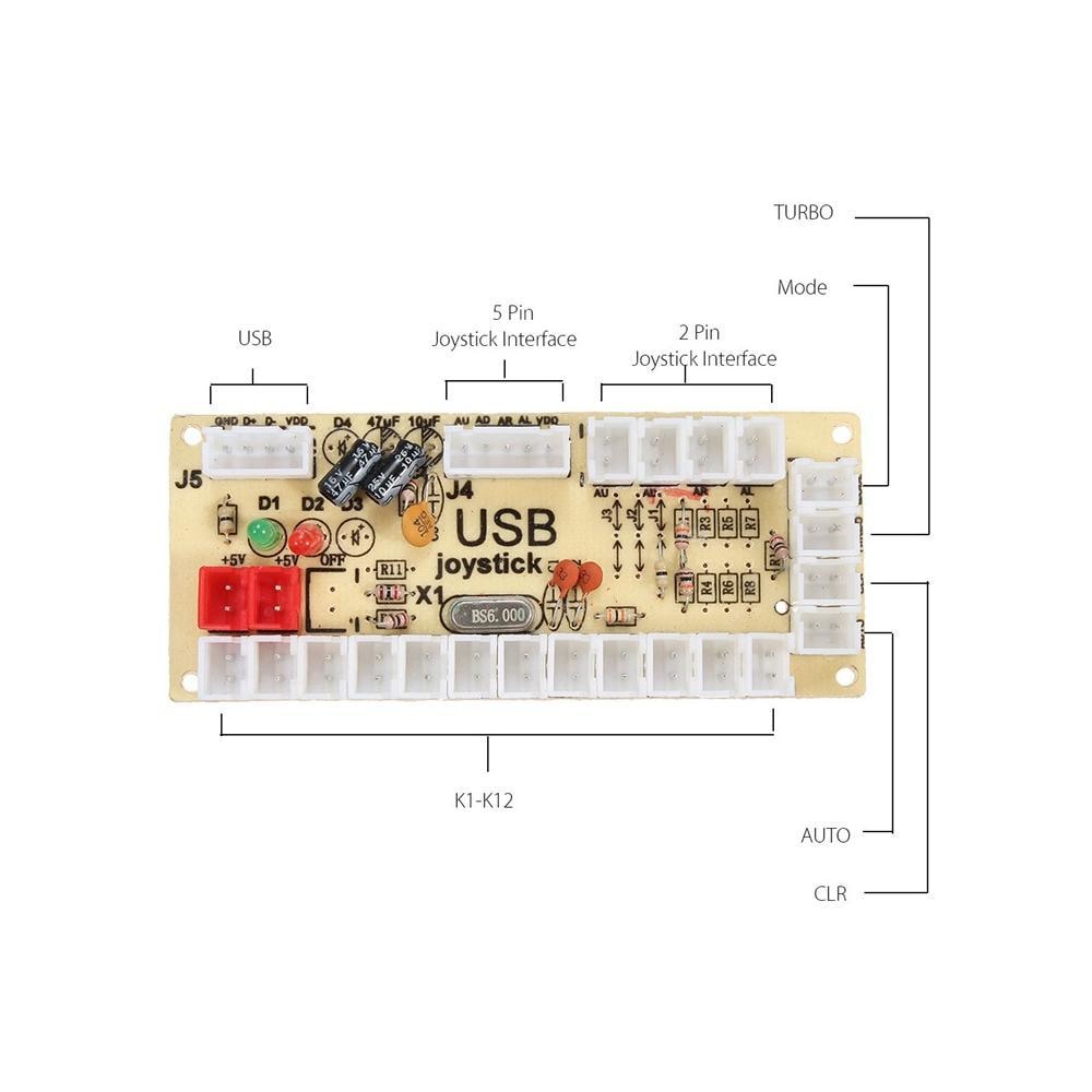 2 Players PC Game USB Controller LED Push Buttons Cables DIY Arcade Joystick Kit (Online Only)