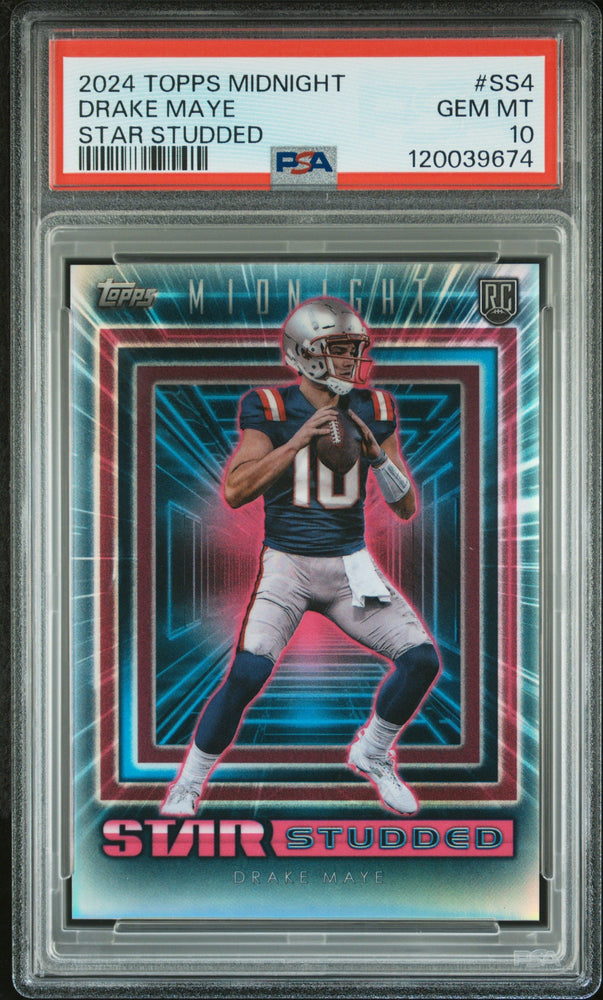 Graded 2024 Topps Midnight Drake Maye #SS4 Star Studded Rookie RC Football Card PSA 10 Gem Mint (ONLINE ORDER ONLY)