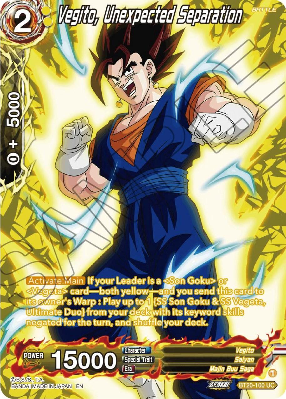 Vegito, Unexpected Separation (Silver Foil) (BT20-100) [Power Absorbed] (ONLINE ORDER ONLY)
