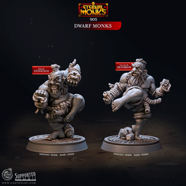 3D Printed Cast n Play Dwarf Monks Eternal Monks Set 28mm 32mm D&D (Online Only)