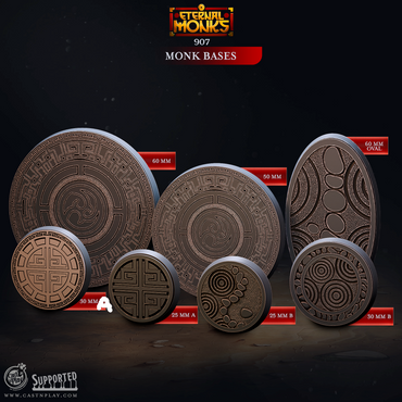 3D Printed Cast n Play Monk Bases Eternal Monks Set 28mm 32mm D&D (Online Only)