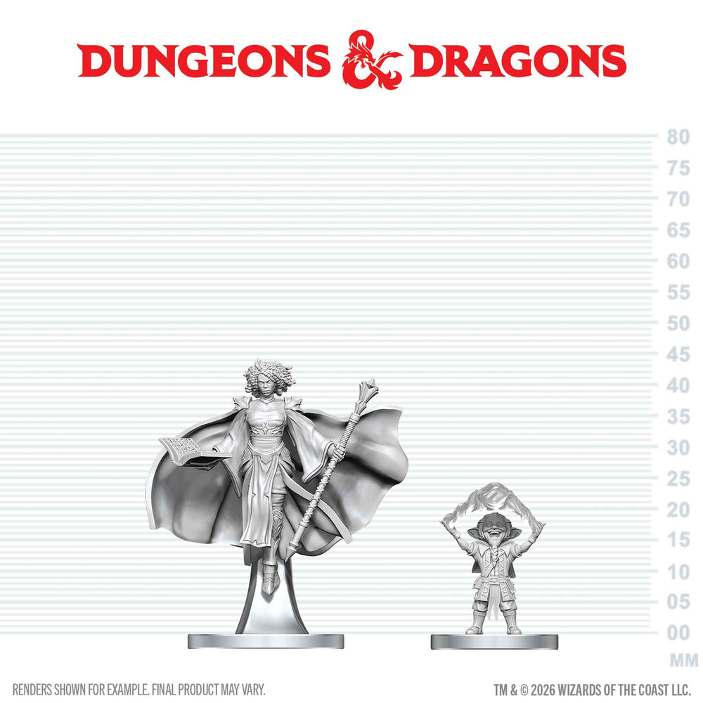 D&D: Nolzur's Marvelous Unpainted Miniatures - Gnome Warlock & Aasimar Wizard (ONLINE ORDER ONLY)