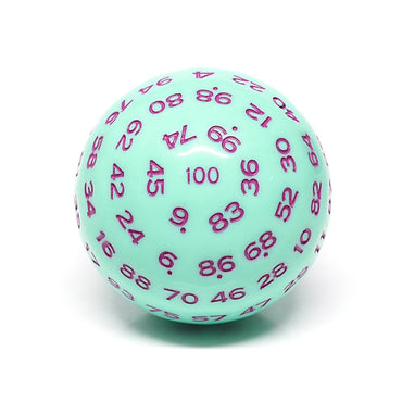 "Mint Rose" Single 100 Sided Polyhedral Dice (D100) | Mint  (45mm) Purple (Online Only)