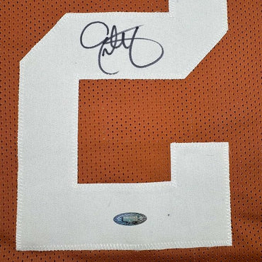 Framed Autographed/Signed Eric Metcalf 35x39 Texas Orange College Football Jersey Beckett BAS COA (ONLINE ORDER ONLY)