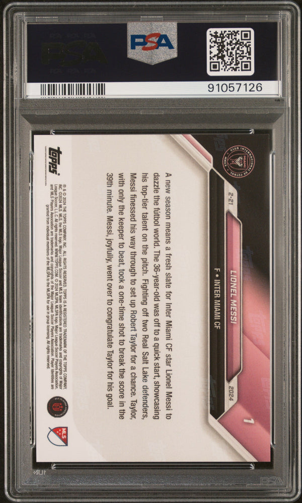 Graded 2024 Topps Now MLS Lionel Messi #1 Soccer Card PSA 10 Gem Mint (ONLINE ORDER ONLY)