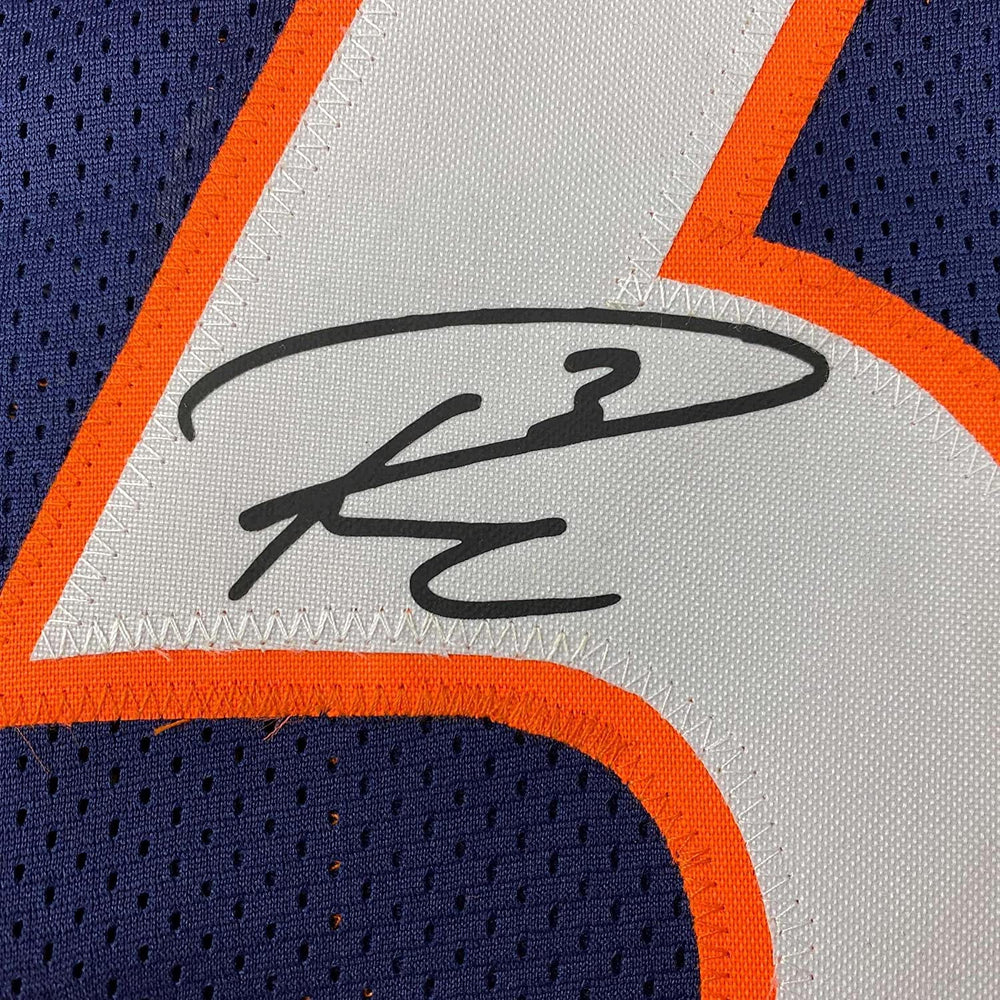 Framed Facsimile Autographed Russell Wilson 35x39 Denver Blue Reprint Laser Auto Football Jersey (ONLINE ORDER ONLY)